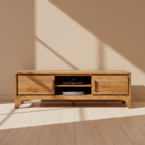 Mobile TV legno naturale sfondo beige