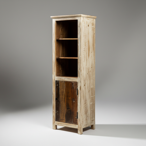 Mobiletto alto Primitive legno riciclato sfondo neutro