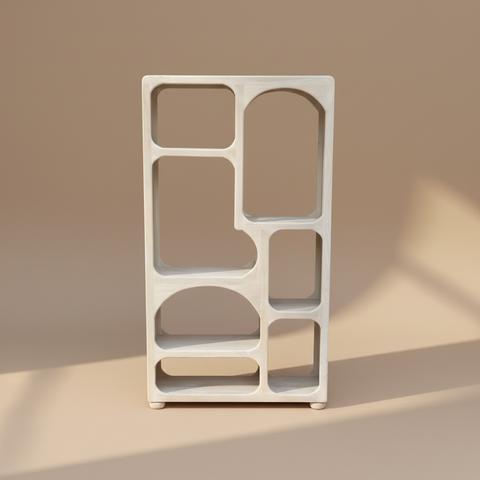 Mobiletto asimmetrico su sfondo neutro