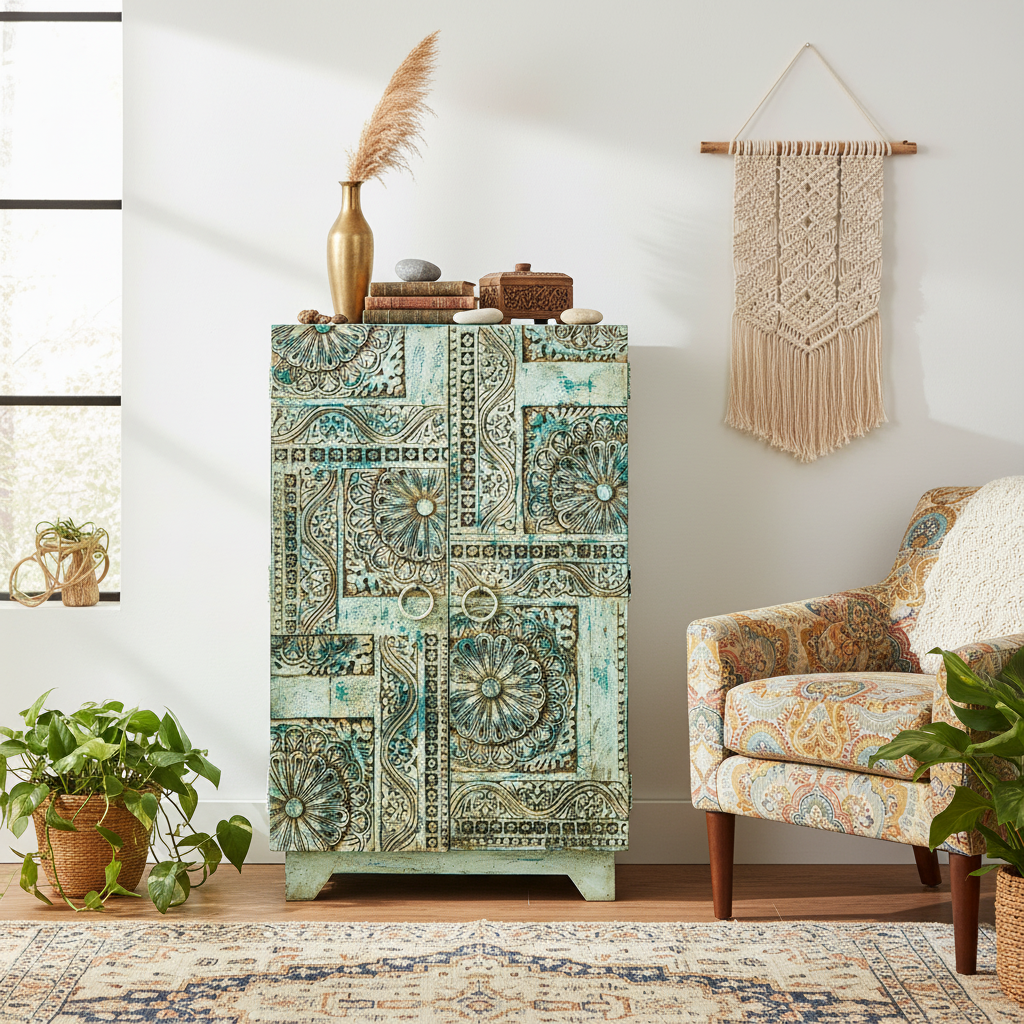 Mobiletto decorato azzurro lifestyle