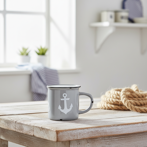 Mug grigio ancora bianca ambientato