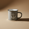 Mug grigio ancora bianca sfondo neutro