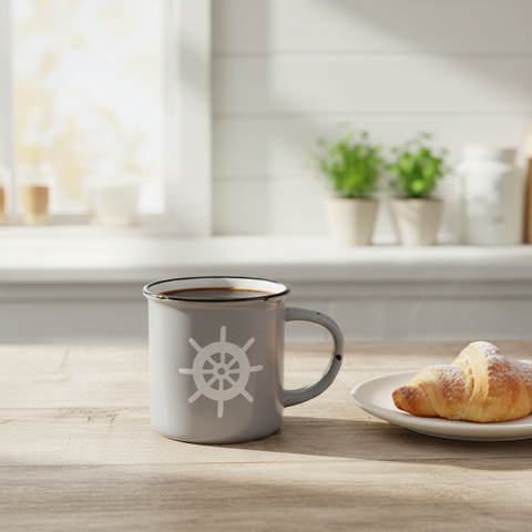 Mug piccolo grigio in ambiente naturale