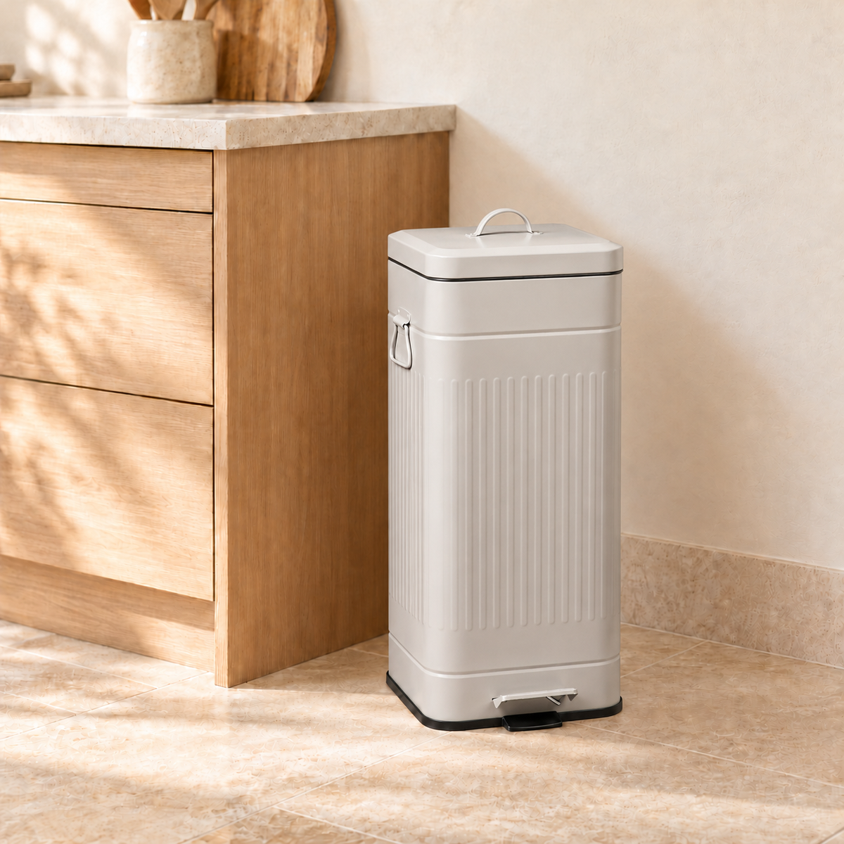 DAILY TRASH - PATTUMIERA GRIGIA OPACA SQUADRATA 30L - ambientazione
