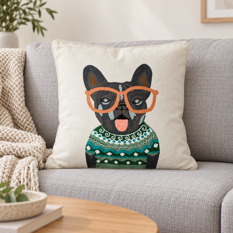 Ambientazione illustrativa — EMBROIDERY - CUSCINO BOULEDOGUE FRANCESE