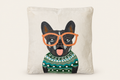 EMBROIDERY - CUSCINO BOULEDOGUE FRANCESE - fondo avorio