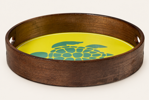 ATLANTIDE - VASSOIO TONDO DISEGNO TURTLE - fondo avorio