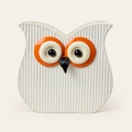 LUCKY - CACHET POT GUFO BIANCO CONTORNO OCCHI ORANGE - fondo avorio