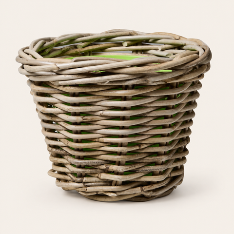 RUSH WEAVES - CESTA CACHET-POT CON VASO IN PLASTICA INTERNO - fondo avorio
