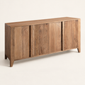 Credenza Miami quattro sportelli in acacia 180 × 40 × 80 cm – sfondo avorio caldo