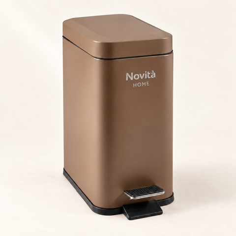 DAILY TRASH - PATTUMIERA NOCCIOLA  SQUADRATA 5L SOFTCLOSE - su fondo avorio con ombre morbide