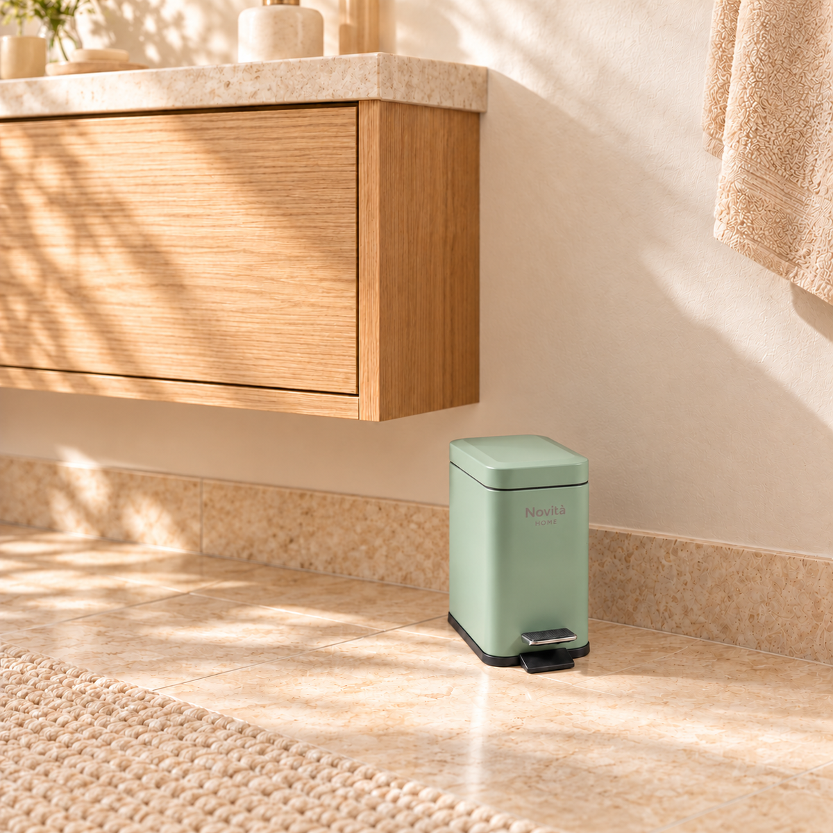 DAILY TRASH - PATTUMIERA VERDE SALVIA SQUADRATA 5L SOFTCLOSE - ambientazione