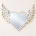 CUPIDO - SPECCHIO CUORE CON ALI - su fondo avorio con ombre morbide