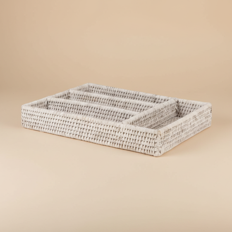 Organizer Posate Rattan Bianco - v4