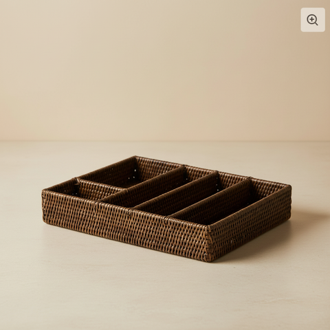 Organizer Posate Rattan - Sfondo Neutro