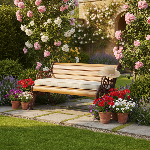 Panca legno e ghisa vittoriana ambientata