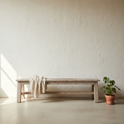 Panca legno recuperato sbiancato ambientata