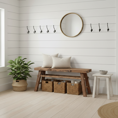 Panchina rustica ambientata quadrata