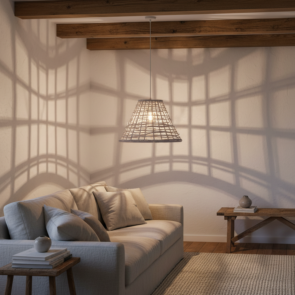 Paralume rattan in ambiente living