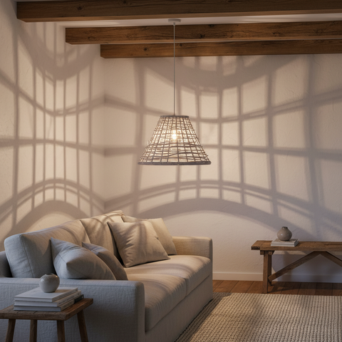 Paralume rattan in ambiente living