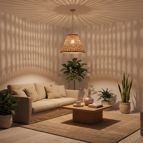 Paralume rattan naturale in ambiente living