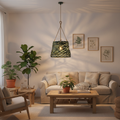 Paralume verde rattan in ambiente living