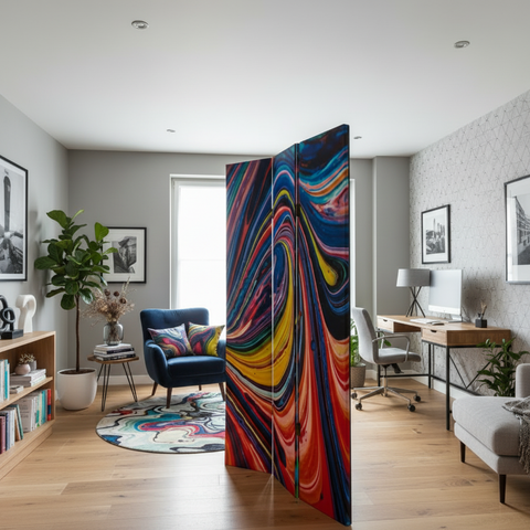 Paravento astratto multicolore esteso