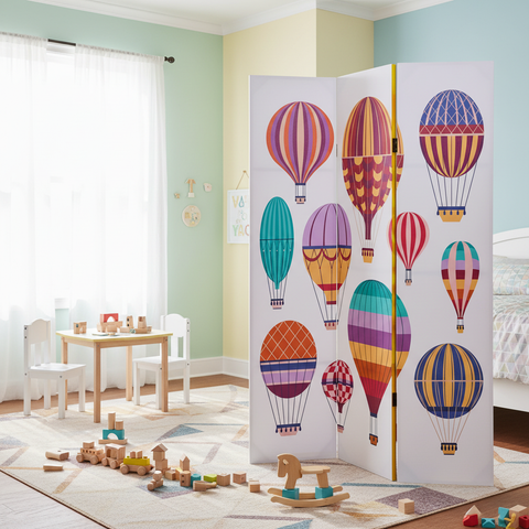 Paravento mongolfiere ambientato