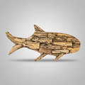Pesce legno sfondo grigio
