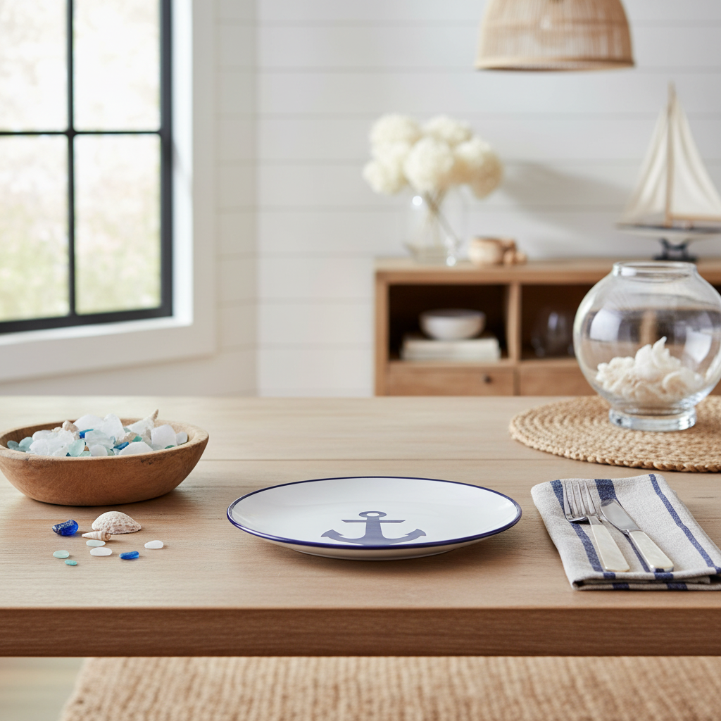 Piattino dessert ancora bianco in ambiente