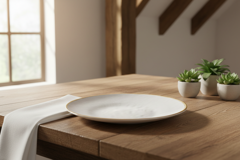 Piatto Bianco Marmorizzato - Ambientato