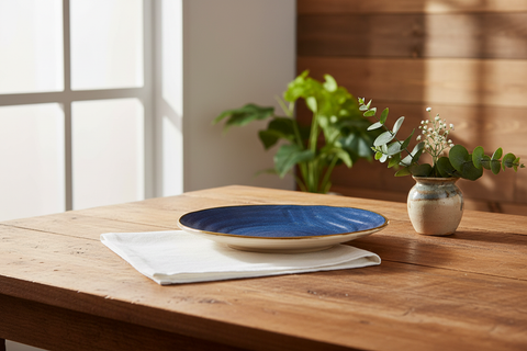 Piatto Blu Beige - Ambientato