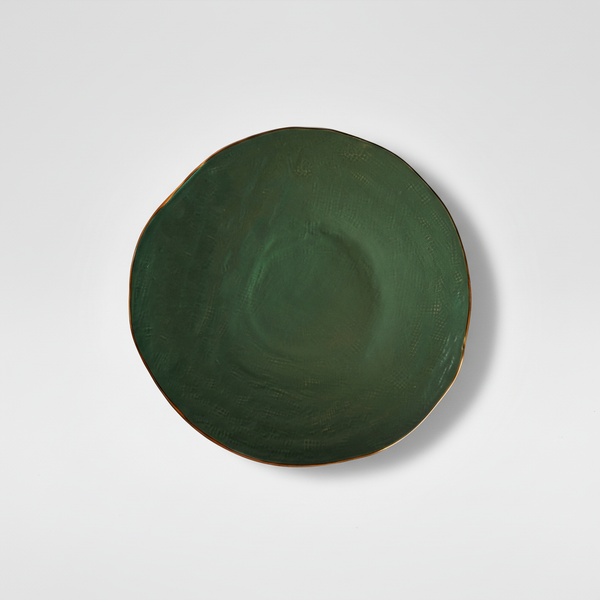 Piatto verde su sfondo grigio chiaro
