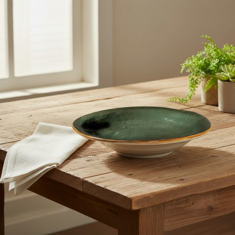 Piatto verde sul tavolo – formato quadrato