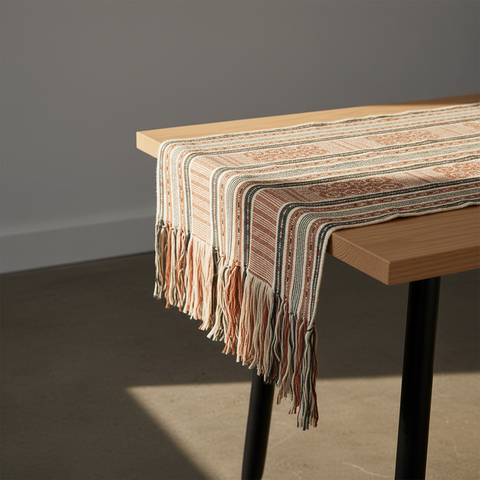 Plaid etnico a righe vista angolare