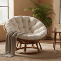 Poltrona papasan rattan cuscino crema ambientata