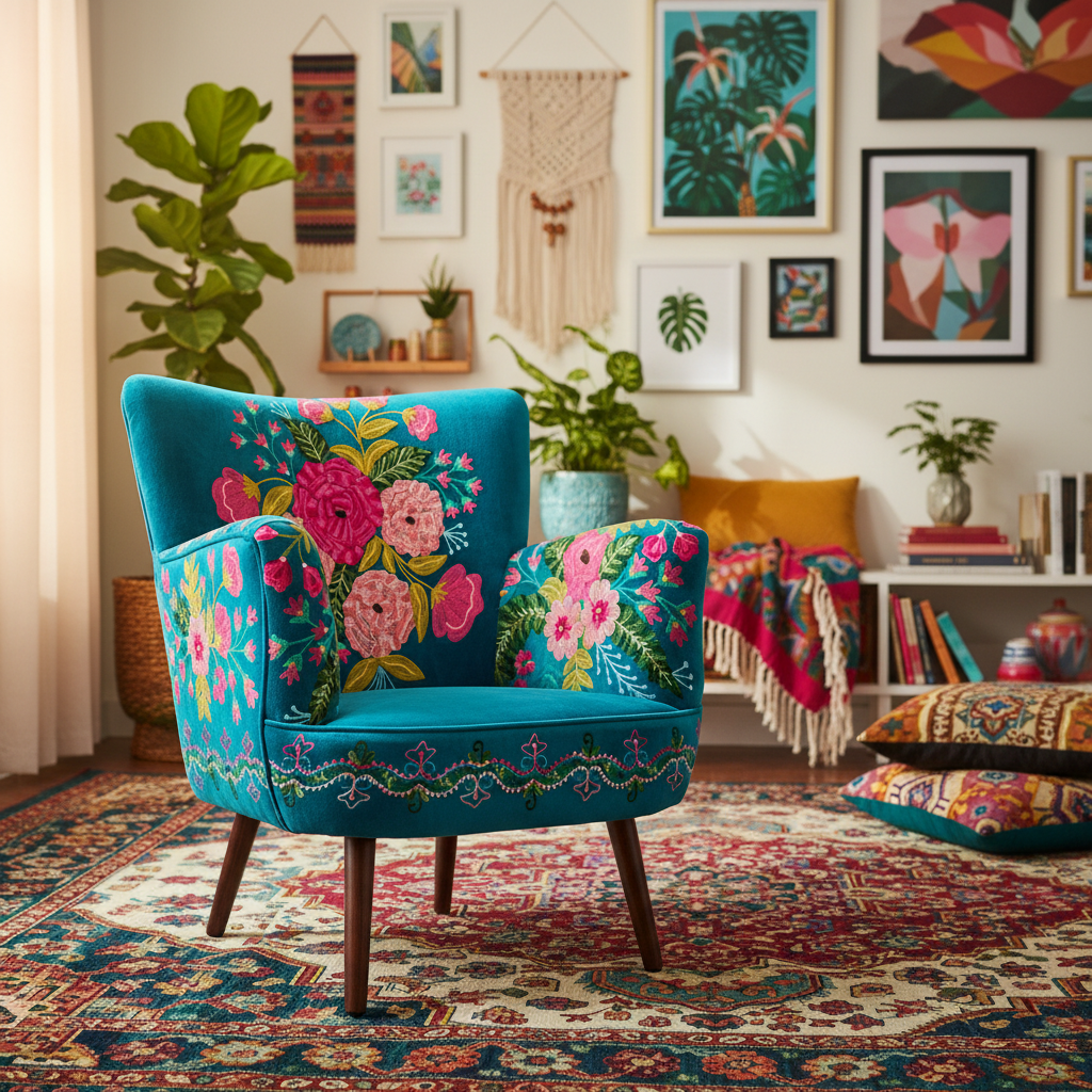 Artemisia - Floral Designs Embroidered Armchair