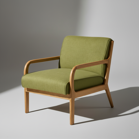Poltrona verde oliva girata verso sinistra