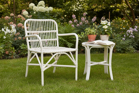 Delicieux - Silla de ratán blanca