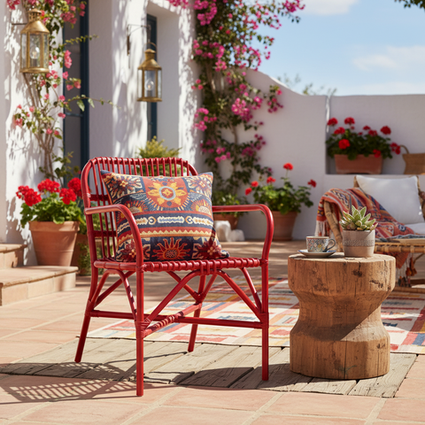 Delicieux - Poltroncina In Rattan Rossa