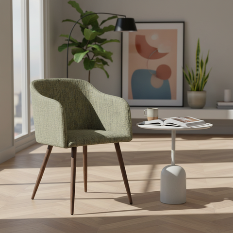 Ada - poltroncina imbottita in tessuto verde melange