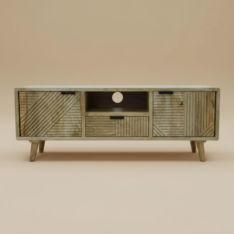 Porta TV Leeds colore chiaro sfondo beige