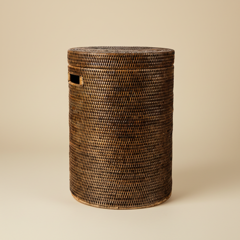 Portabiancheria Cilindrico Rattan - Sfondo Neutro