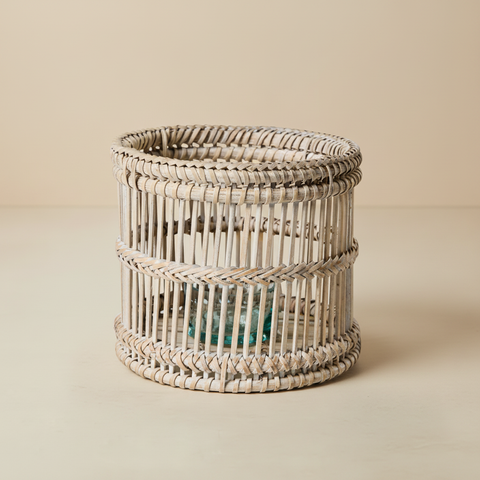 Portacandela Rattan Sfondo Beige