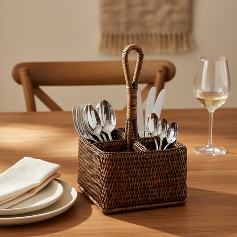 Portaposate Rattan con Manico - Lifestyle