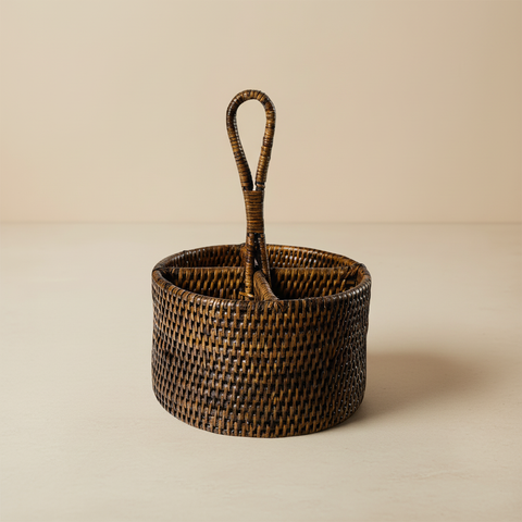 Portaposate Rotondo Rattan Myanmar - v1