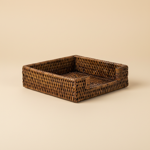 Portatovaglioli Quadrato Rattan - Sfondo Neutro