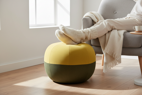Oberon - Pouf in Spugna Bicolore Giallo/Verde