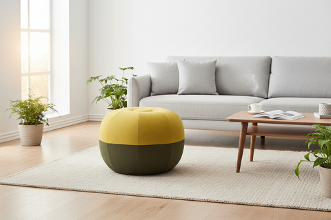Oberon - Pouf in Spugna Bicolore Giallo/Verde