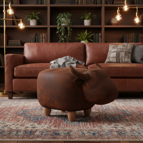 Pouf Bufalo Cognac - Ambientato